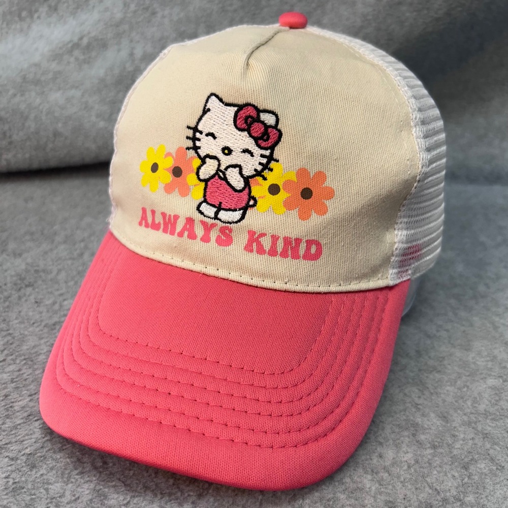 Always Kind Girls Pink Hello Kitty Trucker Hat Mesh Snapback OSFM